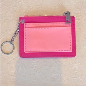 Compact Pink Key and Card Holder with Zipper